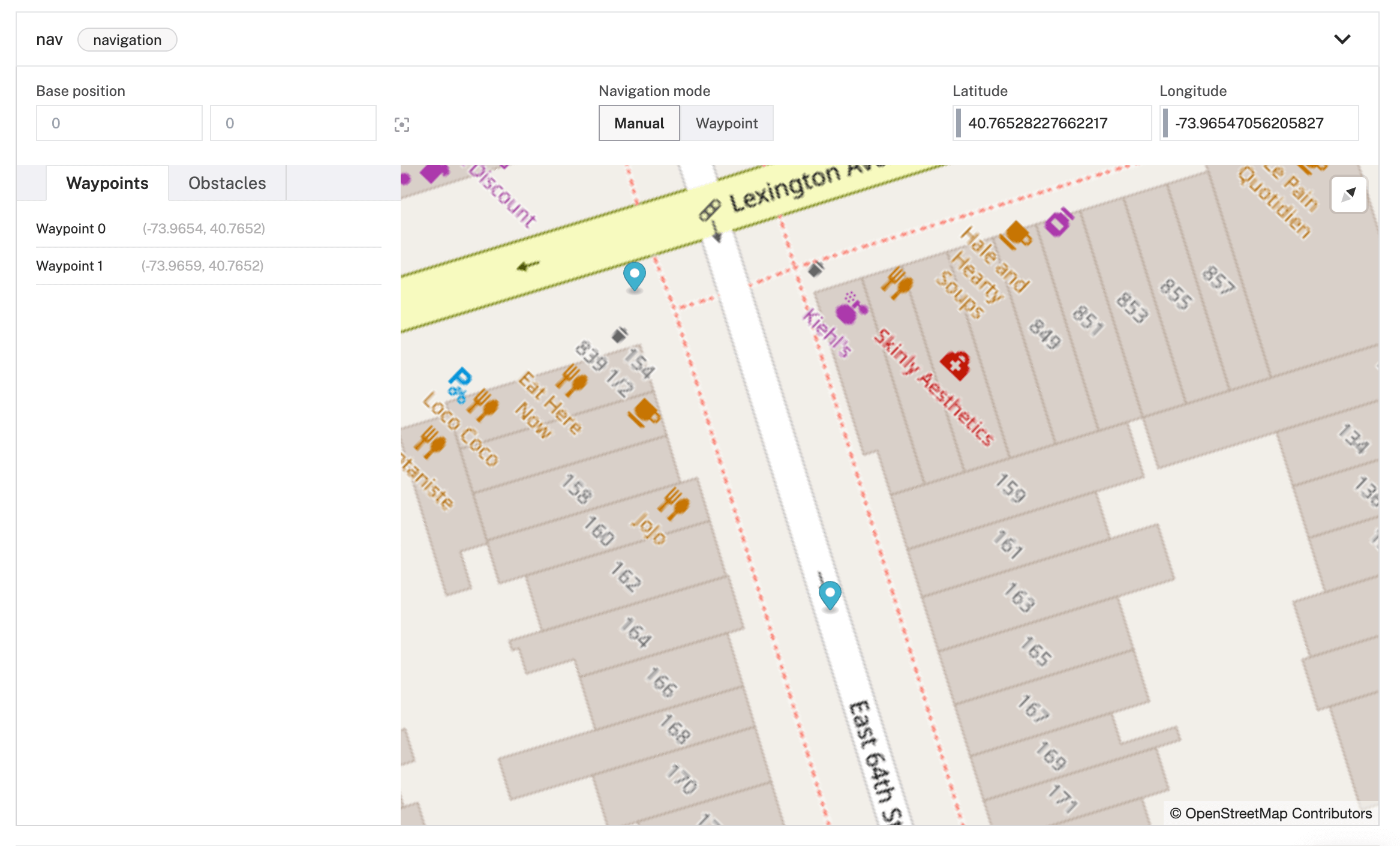 Waypoint 1 being added, further down the street