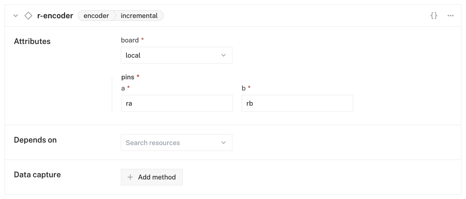 Configuration of a right incremental encoder.